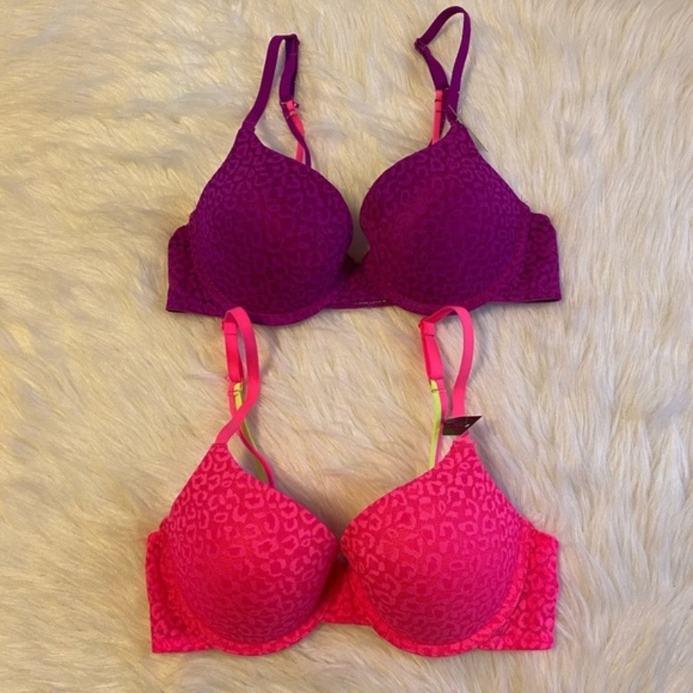 No Boundaries Bra Womens Juniors Size 32D Leopard Push Up Underwire Bundle